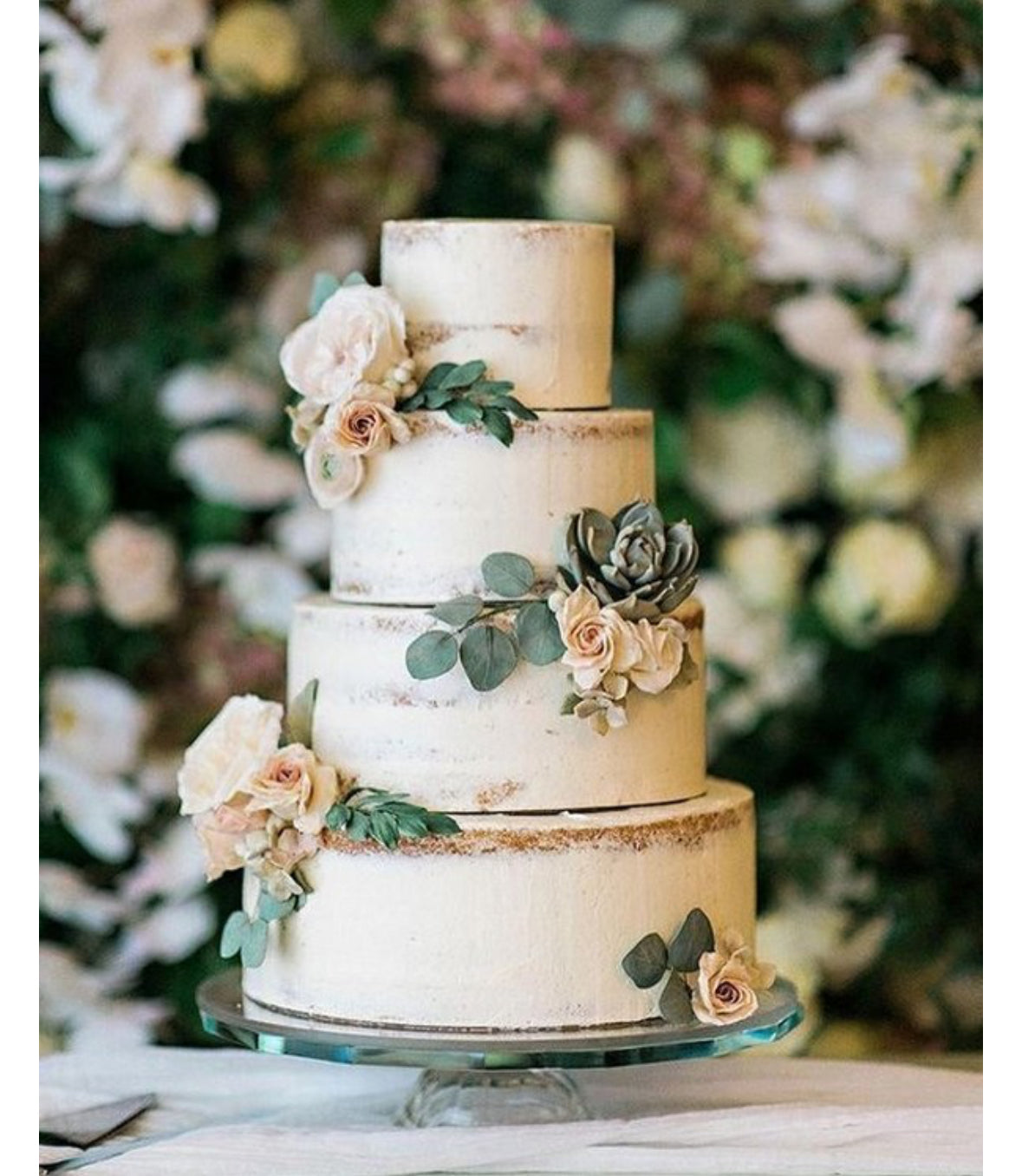 SEMI NAKED. FOUR TIERS WEDDING CAKE